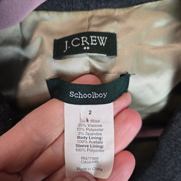 J. Crew Schoolboy Blazer Jacket Wool Suit Coat Gray Gold Buttons Academia 2 VTG - Picture 2 of 6